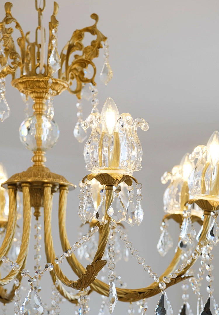 31X27 Inch 8 Lights Candle Style Traditional Chandelier Small Antique Brass and Crystal Chandelier