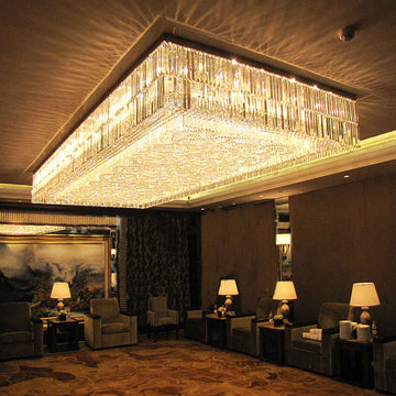 Large Rectangular Banquet Hall Crystal Chandelier