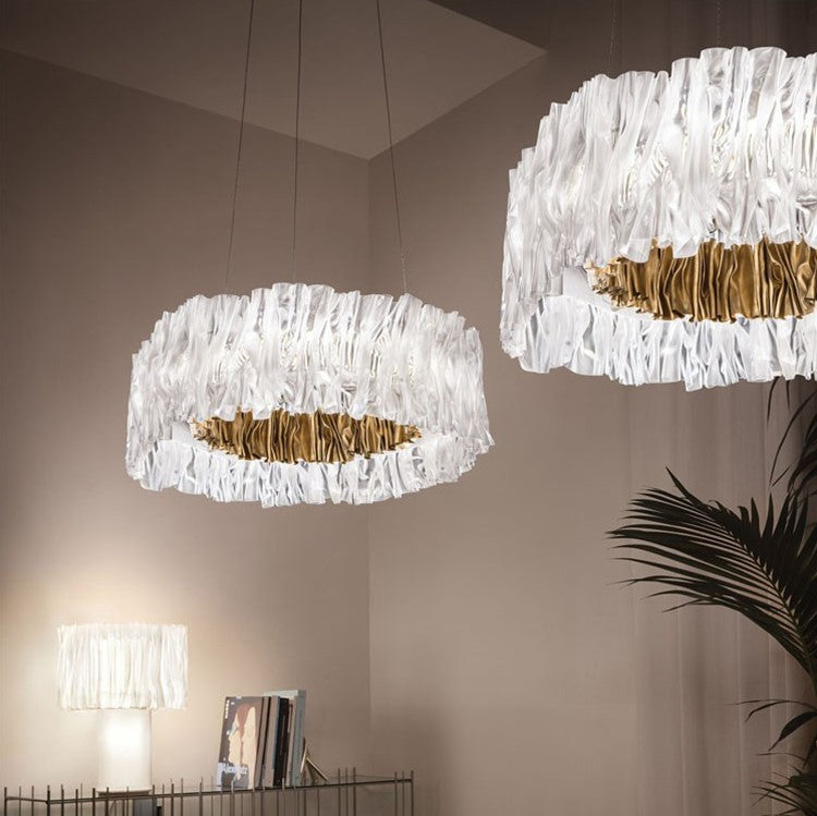 Modern Minimalism Pleated Acrylic Ring Round Ceiling Light for Living / Ding Room / Bar