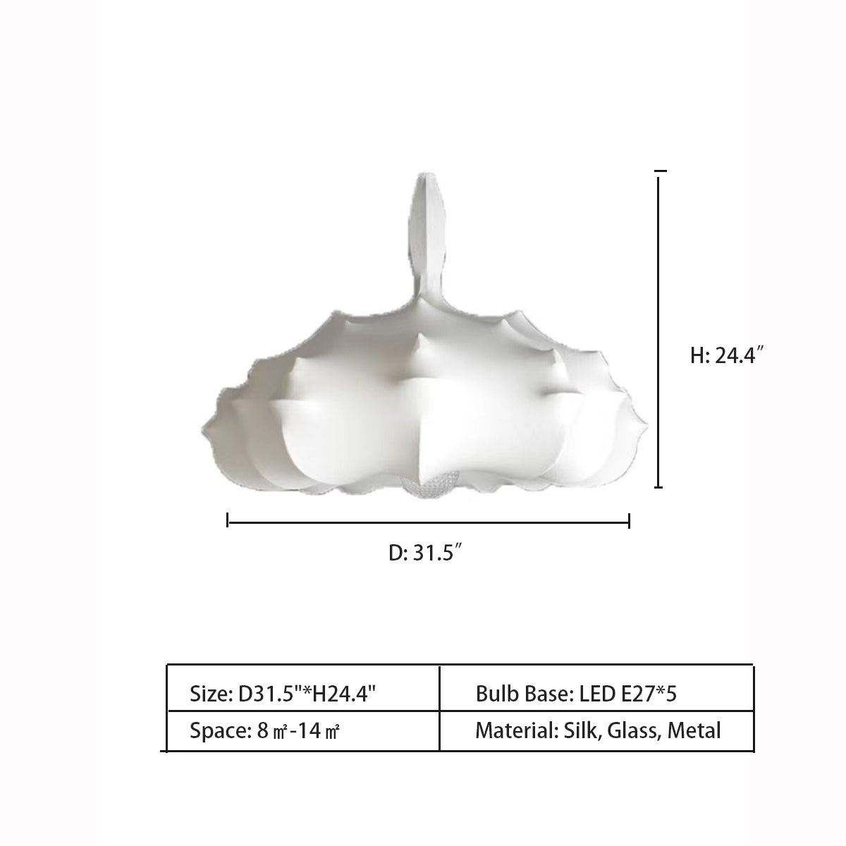 Alien Cloud French Cream Silk Pendant Chandelier with Polygonal Shape and High-Quality Finish for Living Room