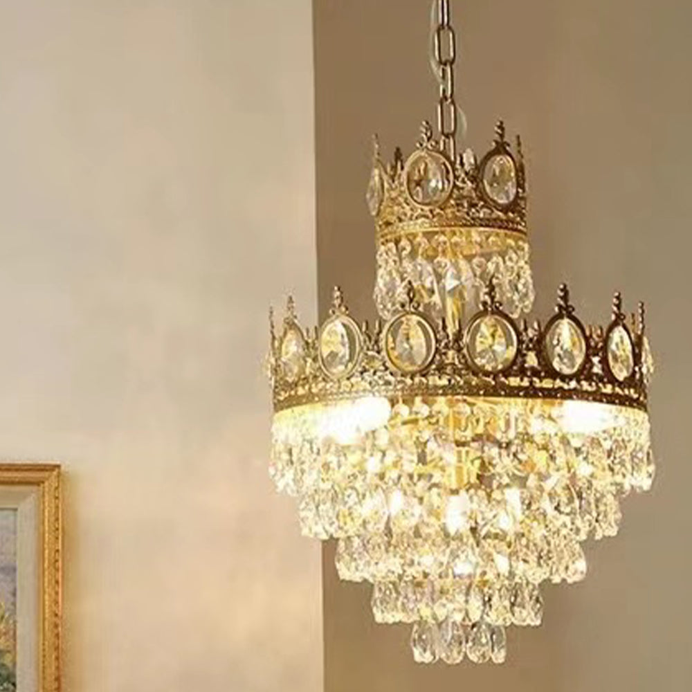 Designer Model Light Luxury Crown Crystal Pendant Chandelier for Bedside / foyer / dining Room