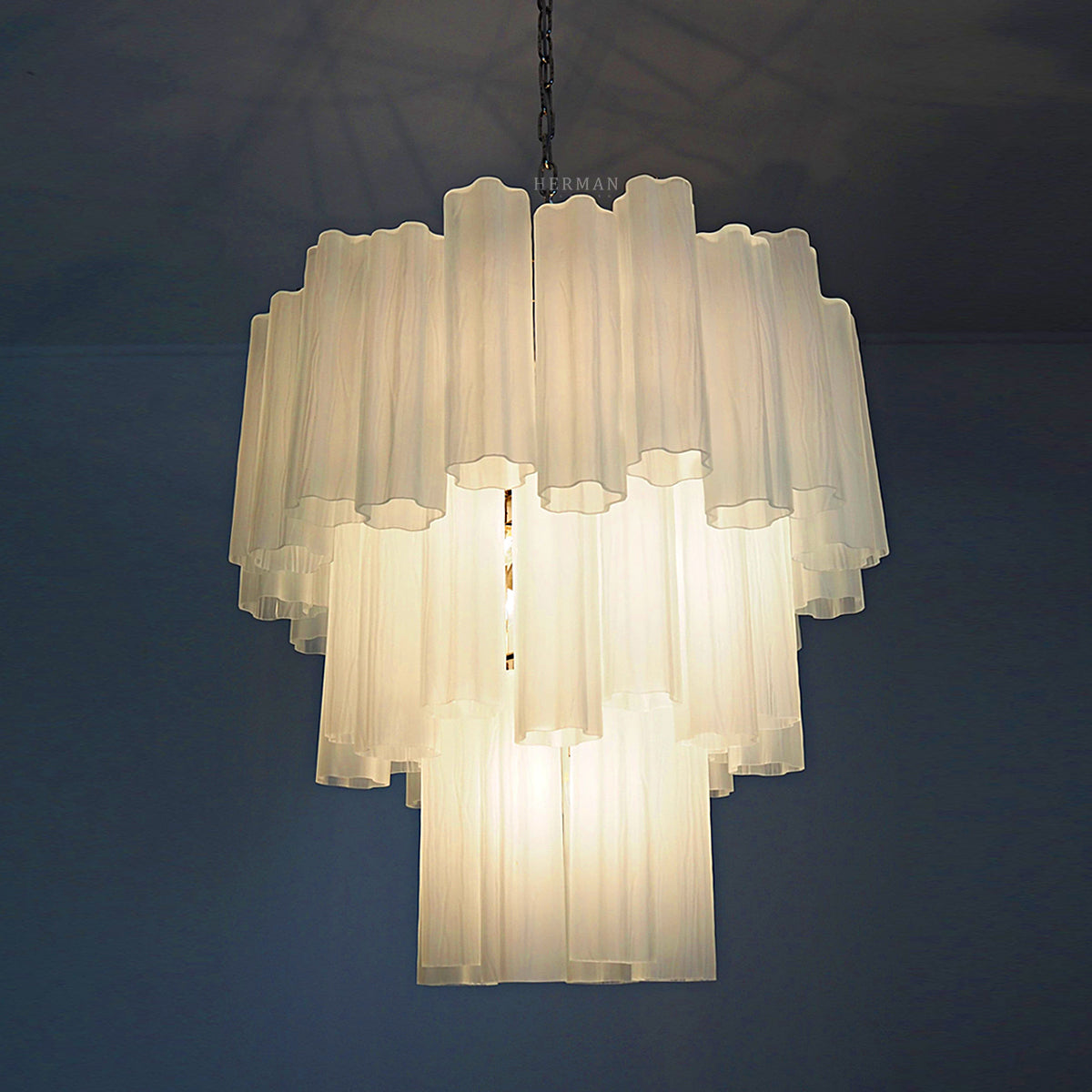 Murano Glass Chandelier – 48 Tubes – Matte White