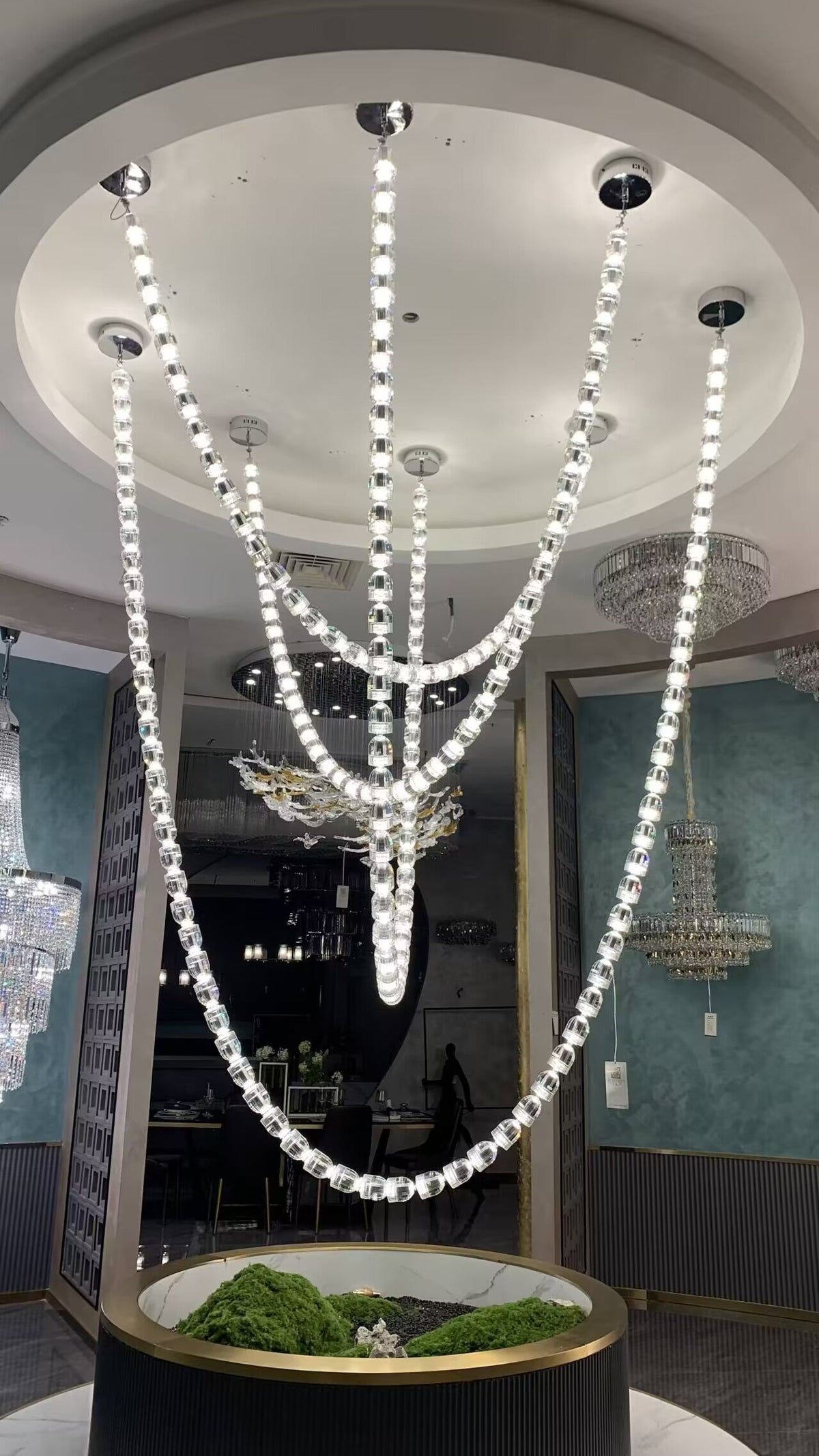 Modern Crystal Bullet Necklace Chain Chandelier for Living Room / staircase / foyer / hotel / restaurant
