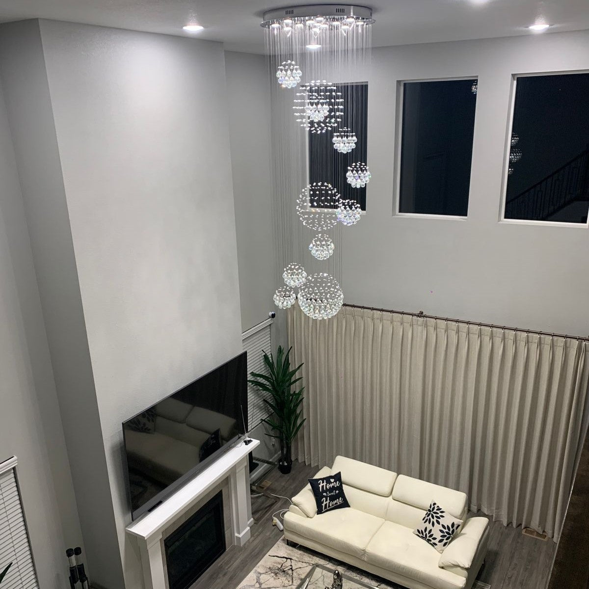 K9 Crystal Raindrop Globe Spiral Chandelier for Entryway and Staircase