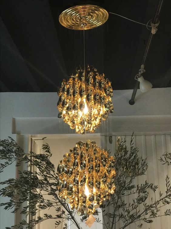 Modern Spiral Wave Chandelier in Silver and Gold Finish with Acrylic Design
