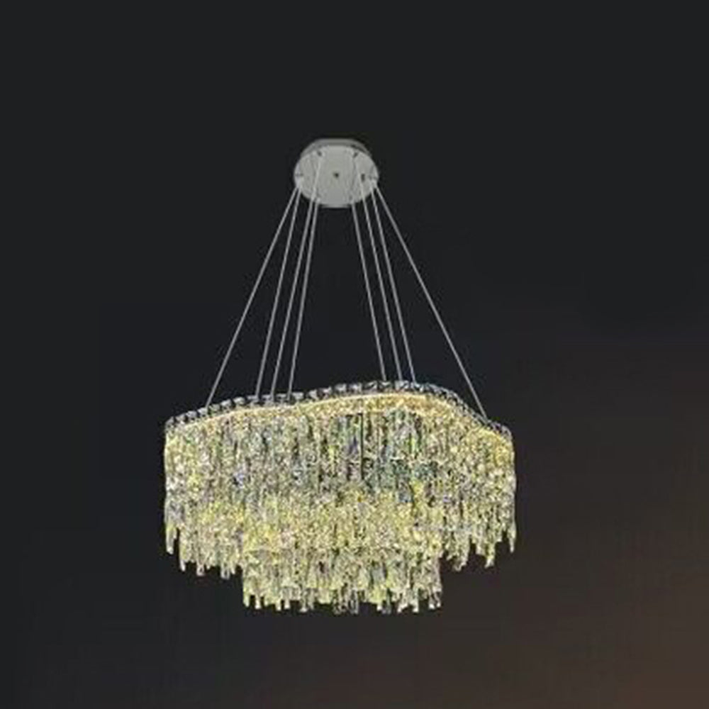 Modern Luxury Irregular Round / oval Crystal Chandelier Set for Bedroom / living Room / dining Room