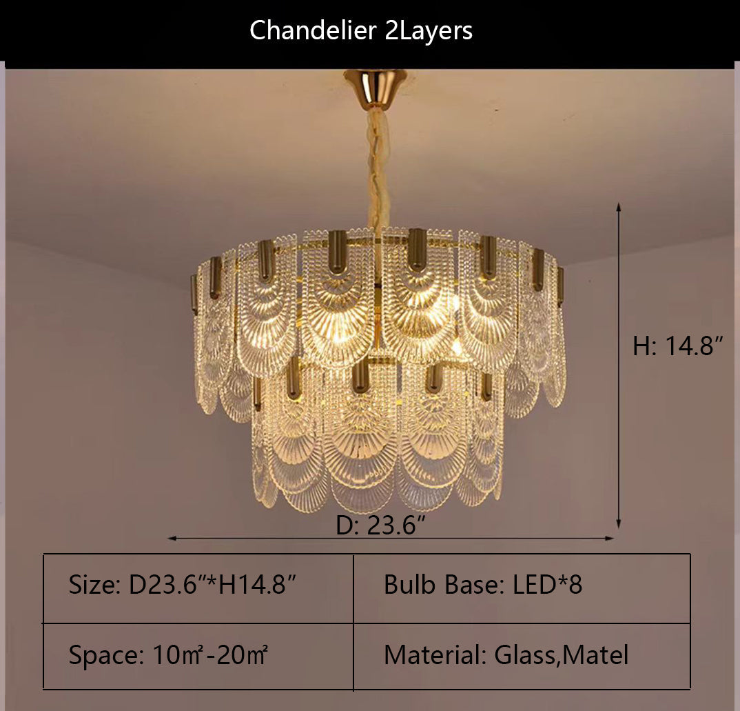 Nordic Light Luxury Patterned Glass Pendant Chandelier Suit for Living / dining Room / bedroom