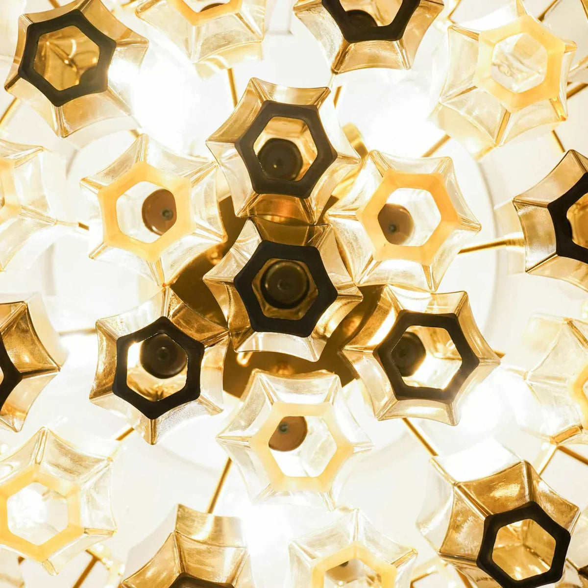 Prismatico 91 Elements Amber and Taupe Compact Glass Chandelier 25"