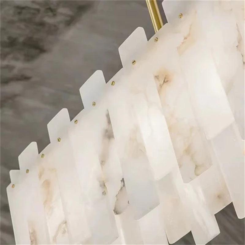 Modern Flake Alabaster Linear Chandelier