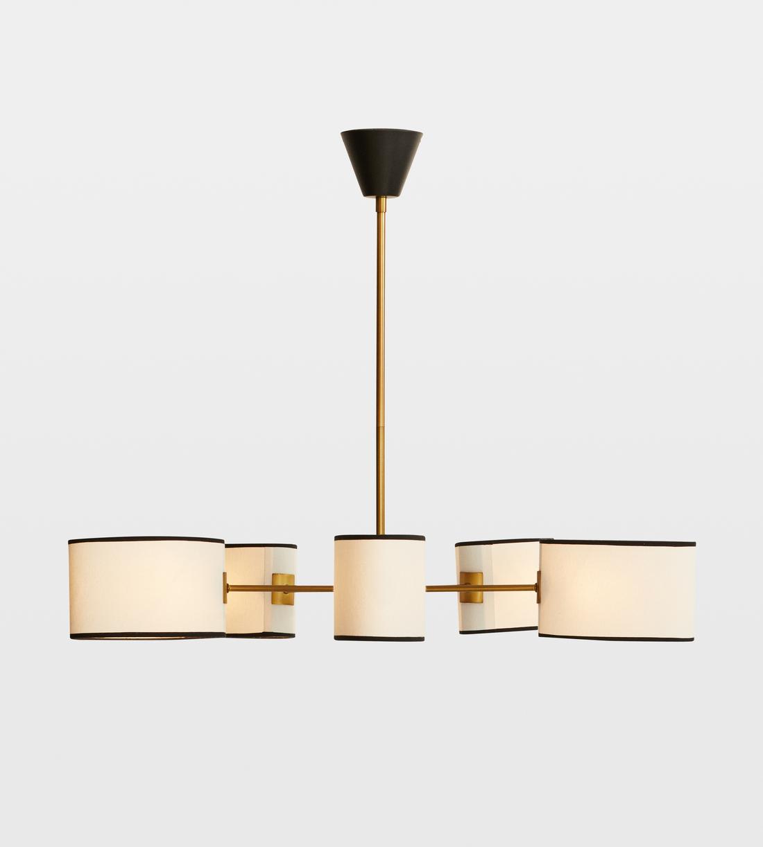Antiqued Brass Chandelier with Linen Shades - Erhaus product image 3