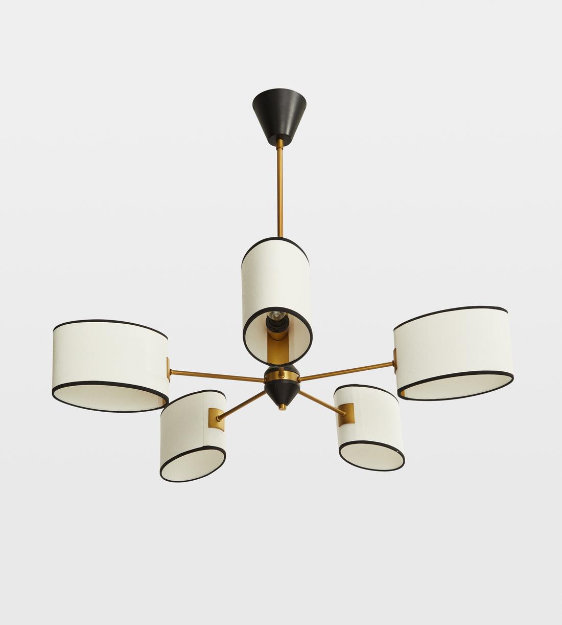 Antiqued Brass Chandelier with Linen Shades - Erhaus product image 4