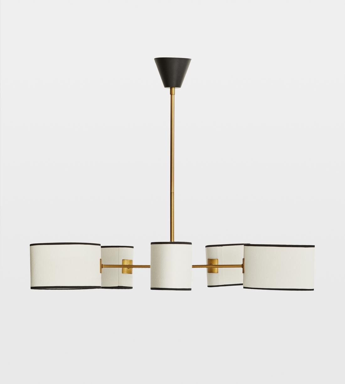 Antiqued Brass Chandelier with Linen Shades - Erhaus product image 1