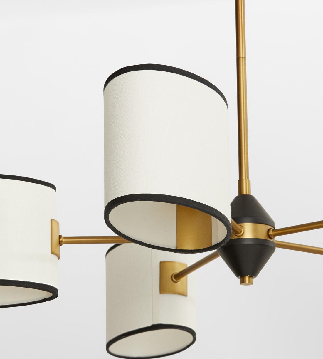 Antiqued Brass Chandelier with Linen Shades - Erhaus product image 5