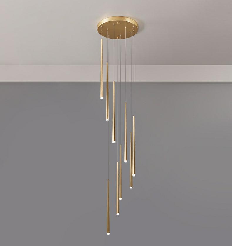Minimalism Foyer Staircase Chandelier Ceiling Pendant Lighting for Living Room Entryway in Gold / Black Finish