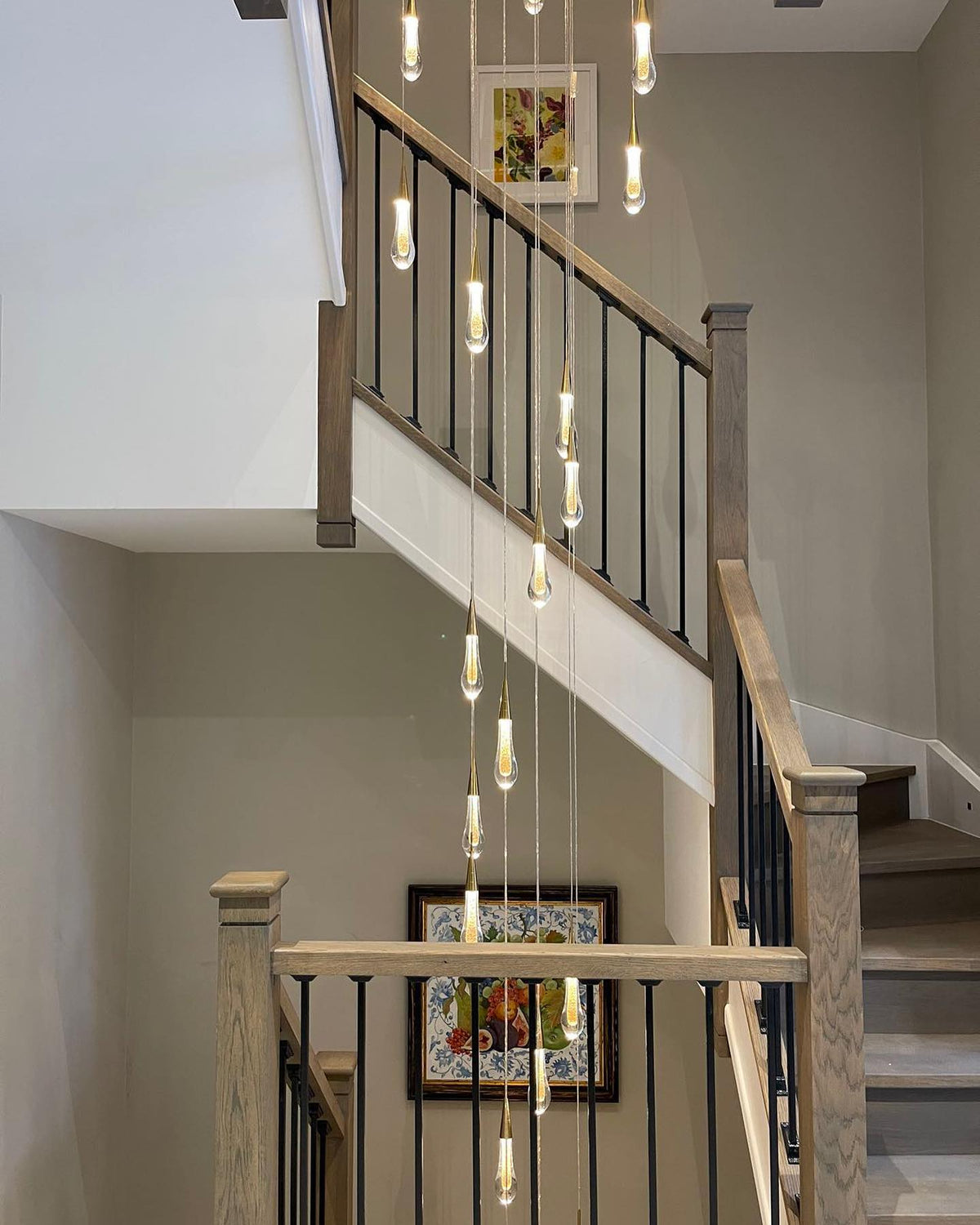 Modern Cascade Raindrop Round Spiral Crystal Chandelier for Staircase / foyer