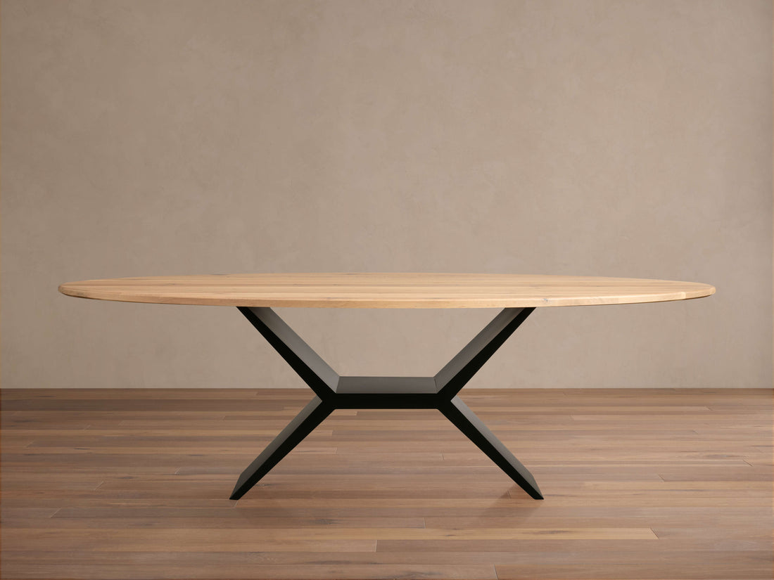 Jacob Oval Dining Table with Vertex Base in Flax Oak