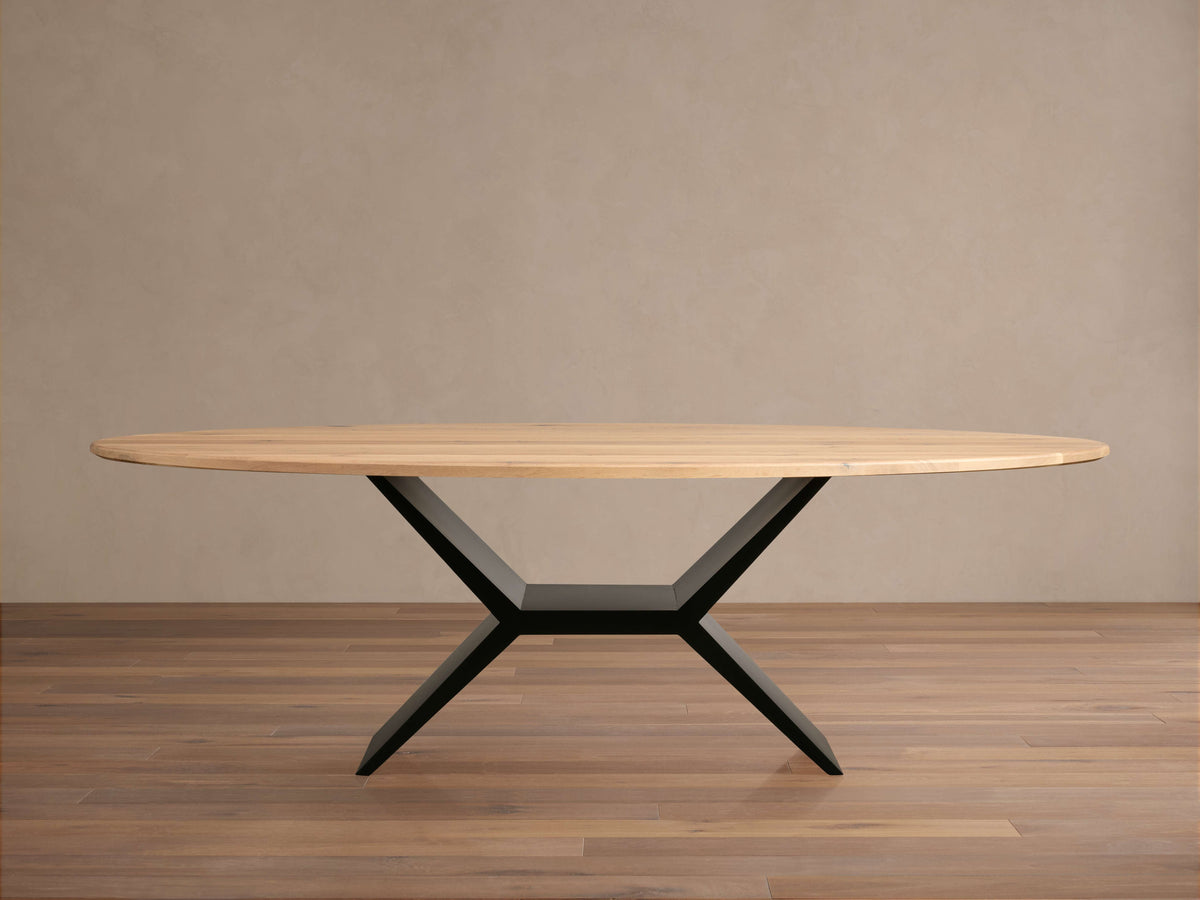 Jacob Oval Dining Table with Vertex Base in Flax Oak