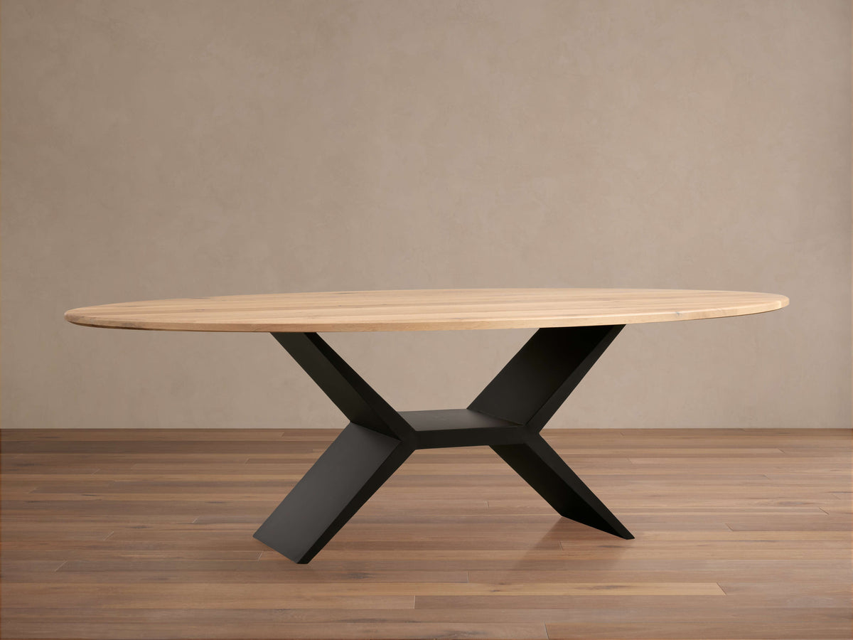 Jacob Oval Dining Table with Vertex Base in Flax Oak