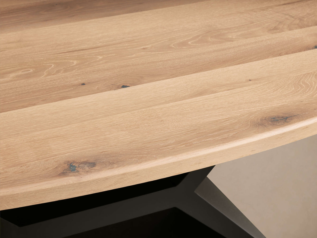 Jacob Oval Dining Table with Vertex Base in Flax Oak