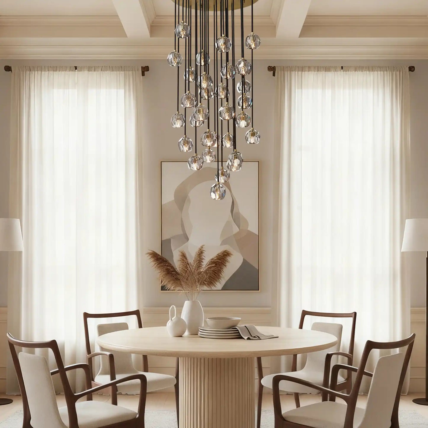 Boule De Cristal Clear/ Smoke Glass Round Cluster Chandelier 14", 19", 24", 30", 40"