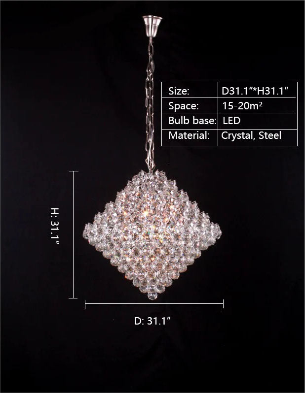 Aesthetic Luxury Conical Crystal Chandelier for Living / dinning Room / foyer / hallway / staircase