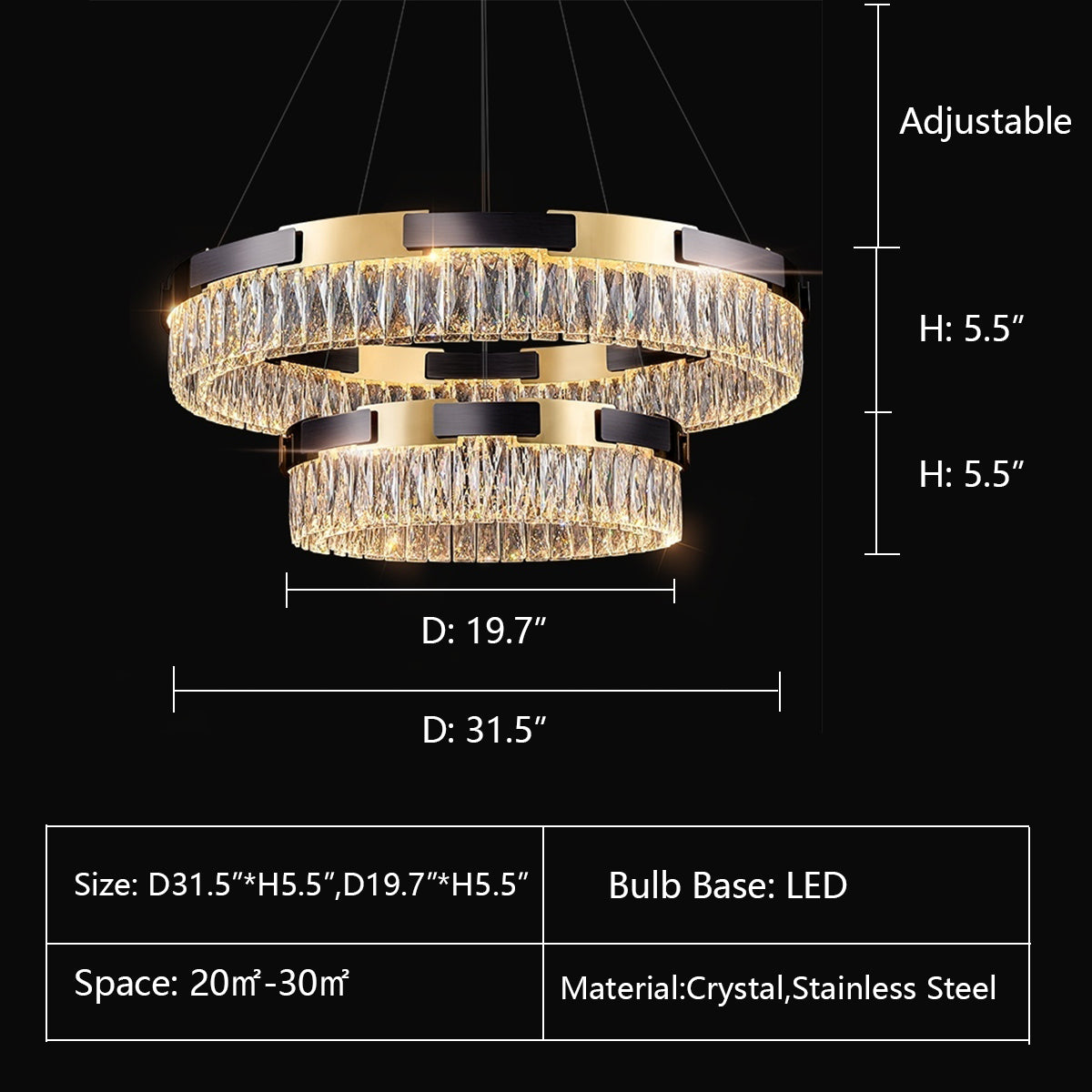 New Designer Recommended Modern Light Luxury Round / oval Crystal Chandelier for Living Room / dining Room