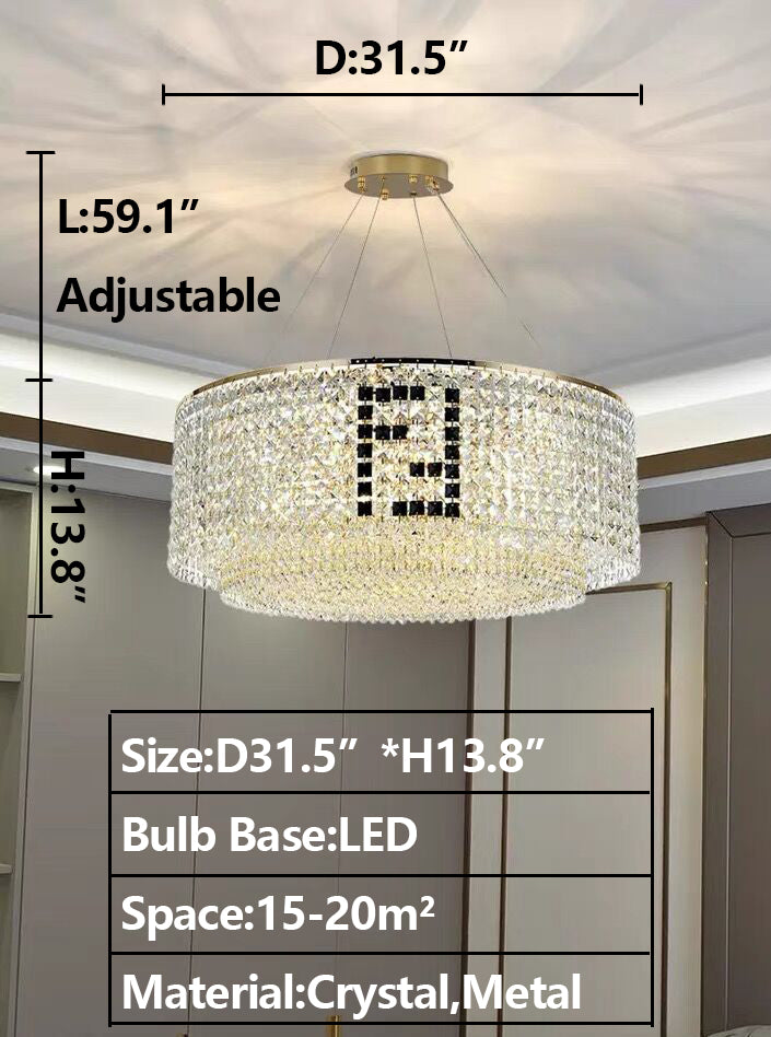 Designer Style Crystal Chandelier Elegant Round Ceiling Lighting for Living / Dining Room