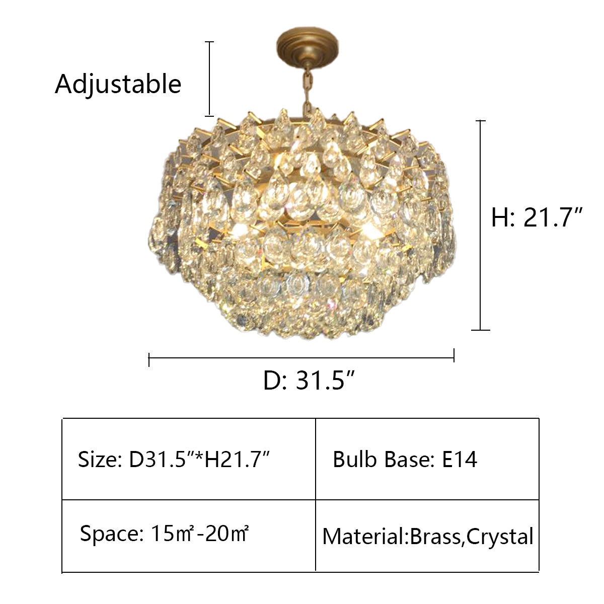 New Modern Tiers Raindrop Crystal Chandelier for Living / dining Room / bedroom / cafe