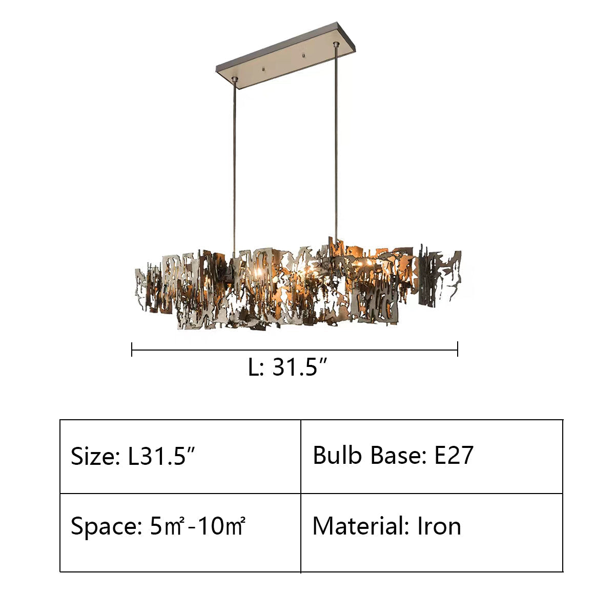Oversize Post-Modern Avant Art Irregular Metal Piece Chandelier for Living / dining Room / kitchen Island
