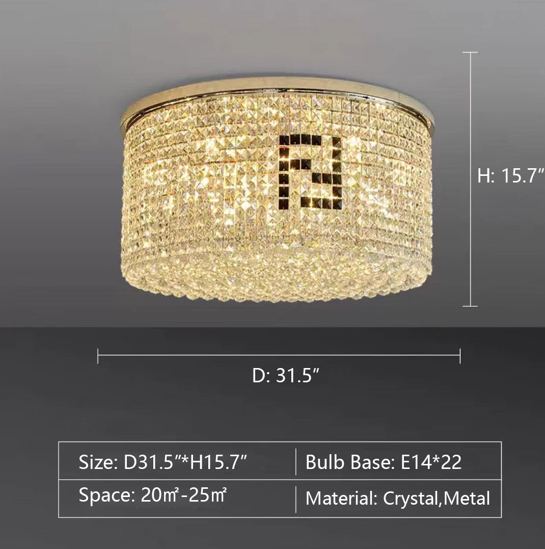 Designer Model Flush Mount Crystal Pendant Round Chandelier for Living / dining Room / study
