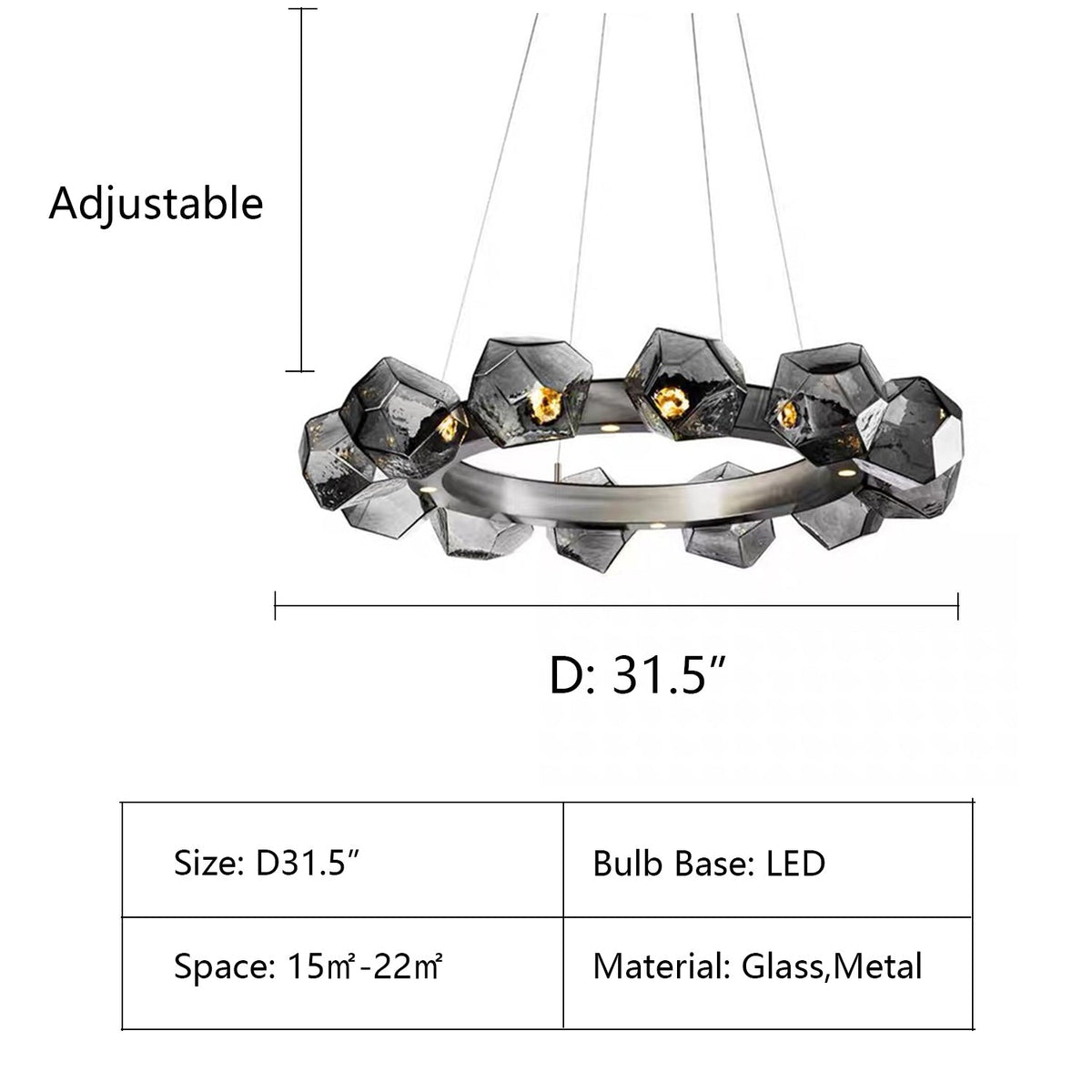 Nordic Minimalist Glass Circle Art Chandelier for Living / dining Room / bedroom