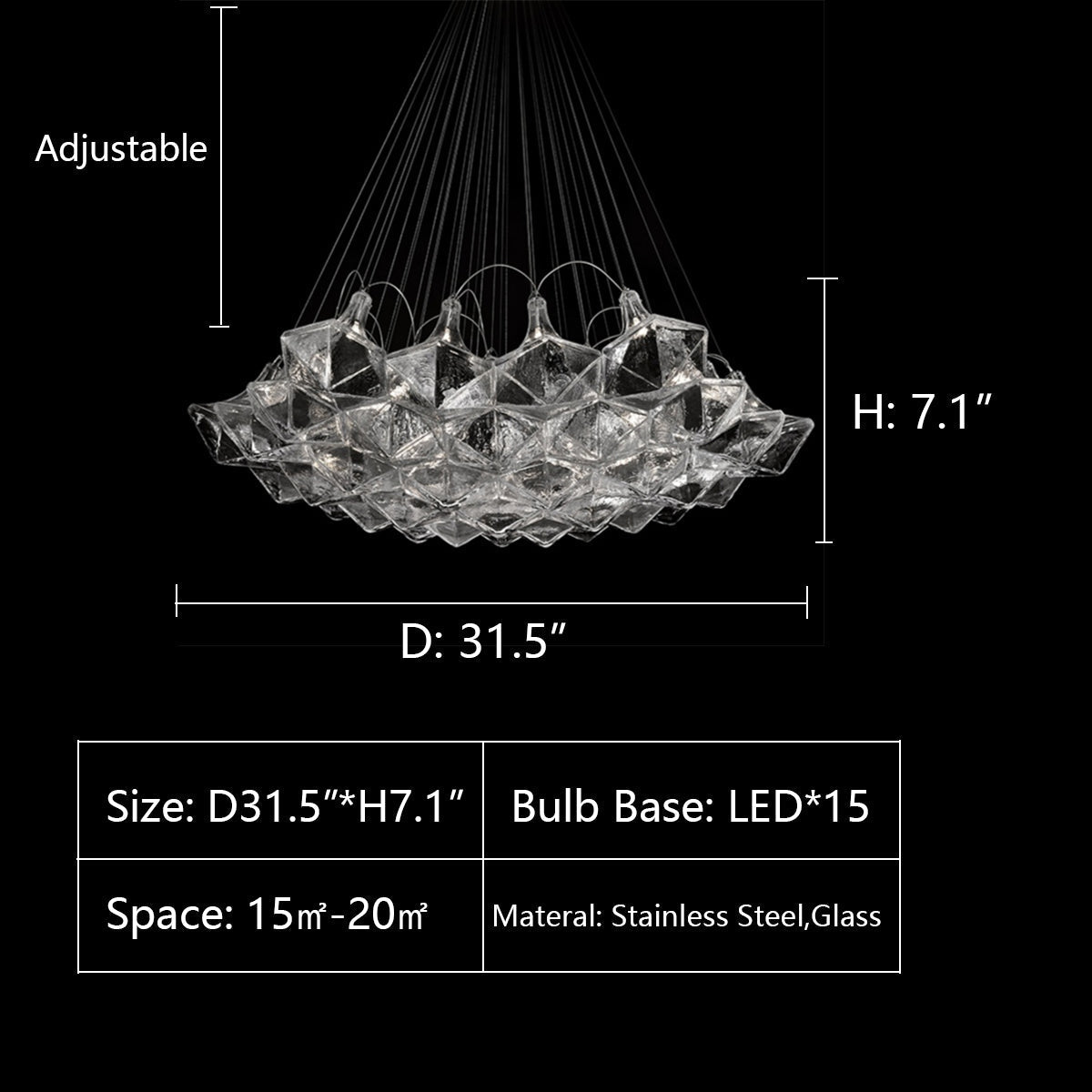 New Oversize Modern Minimalist Glass Art Chandelier for Living Room / stairs / foyer