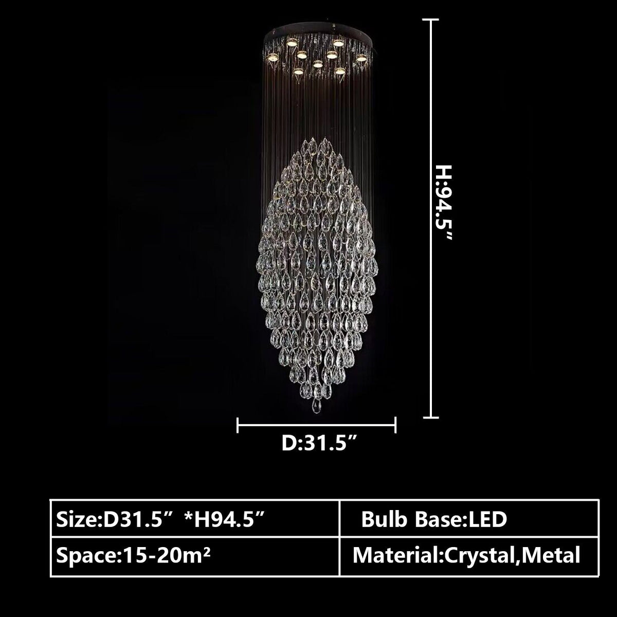 Extra Large Modern Ball Ceiling Crystal Chandelier for Staircase / big-Foyer,hallway,entryway