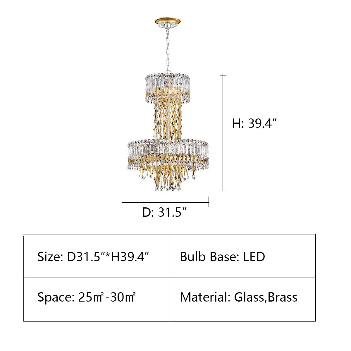 Modern Luxury 2 Layers Crystal Rod Gold Leaves Pendant Light for Living Room / bedroom