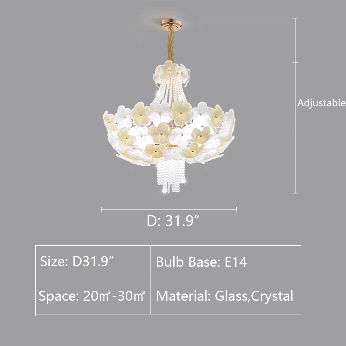 Modern Light Luxury Designer Style Flower Light Crystal Pendant Chandelier for Living Room / bedroom / big