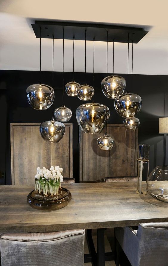 Modern Smoke Gray Glass Lamp Designer Chandelier for Cafe / kitchen Island / dining Room Style B