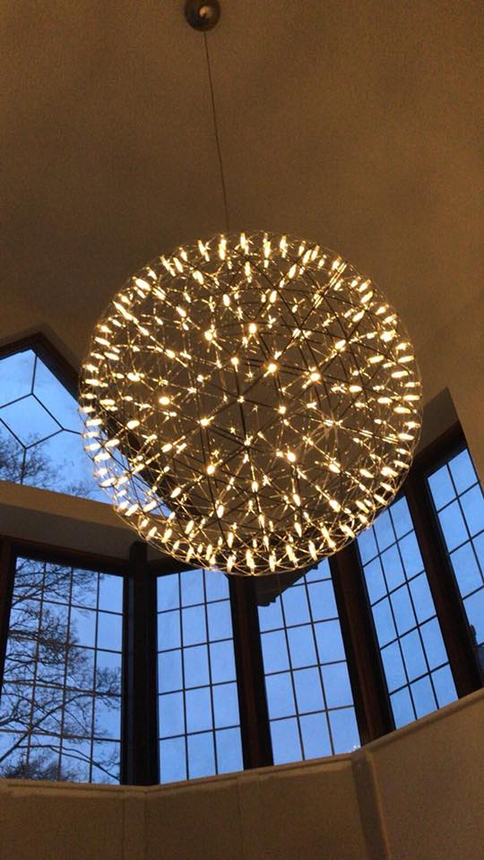 Round Starry Sky Chandelier Light Fire Ball Ceiling Lighting for Living Room / cottage / high-Ceiling