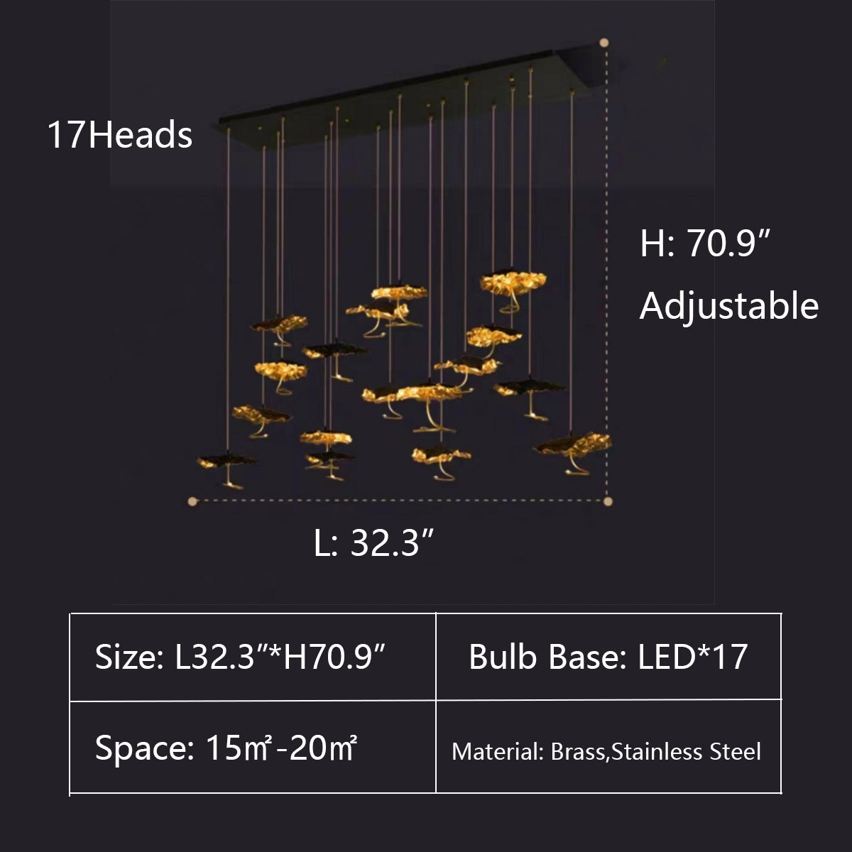 Nordic Art Lotus Leaves Shape Pendant Chandelier for Dining Room / stairs / foyer