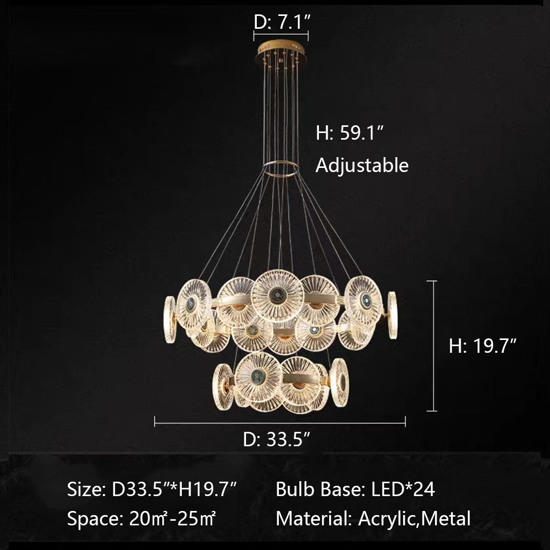 Modern Light Luxury Creative Round Acrylic Pendant Chandelier for Living / dining Room / bedroom