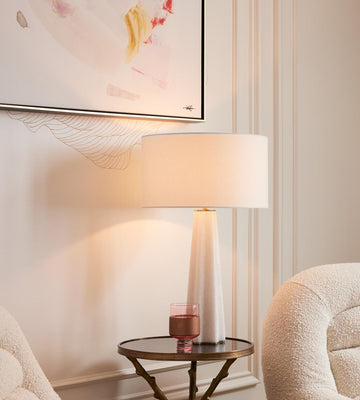Alabaster Table Lamp with Antique Brass Detail - Erhaus product image 1