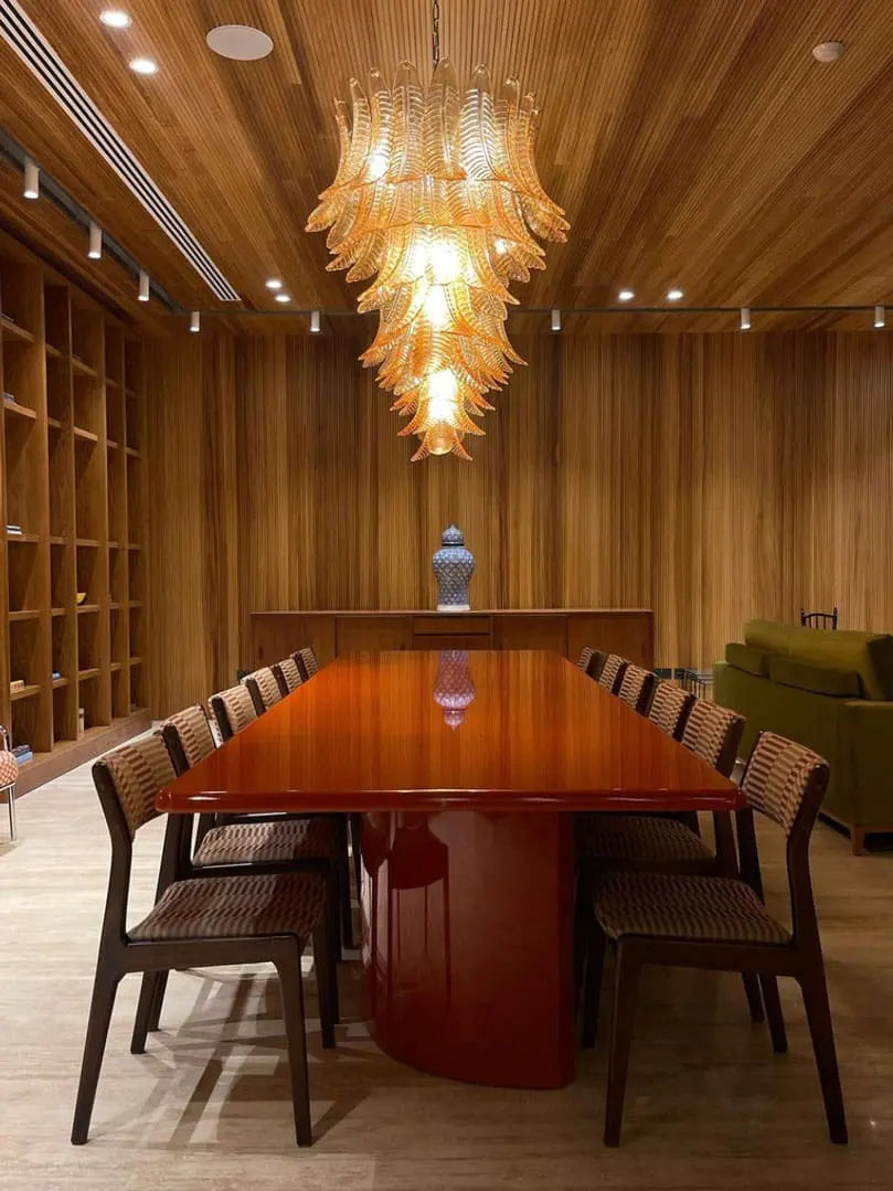 Murano Chandelier – 52 Glass Leaves – Amber