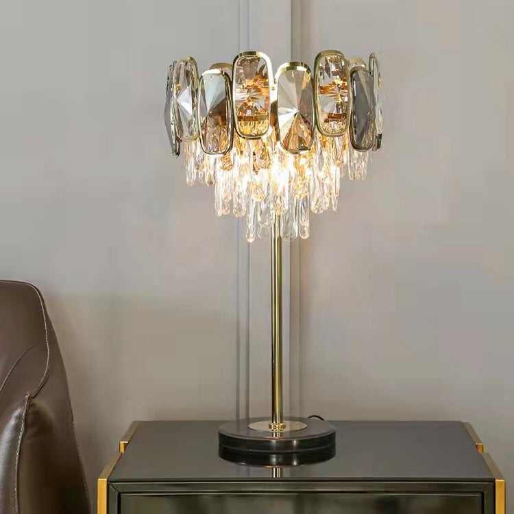 Round / rectangle Smoky Gray Crystal Pendant Chandelier Ceiling Fixtures Light for Living Room / dining Room /