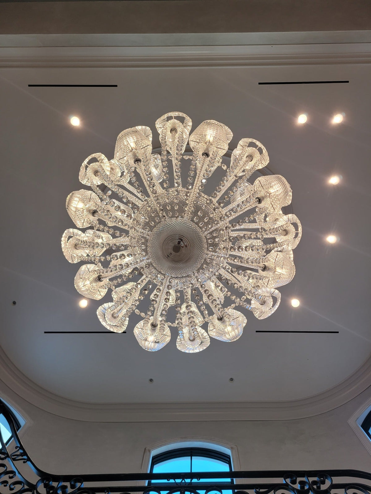 Luxury Globe-Shaped Crystal Chandelier with Fabric and Crystal Glass Shades, High-Quality Finish