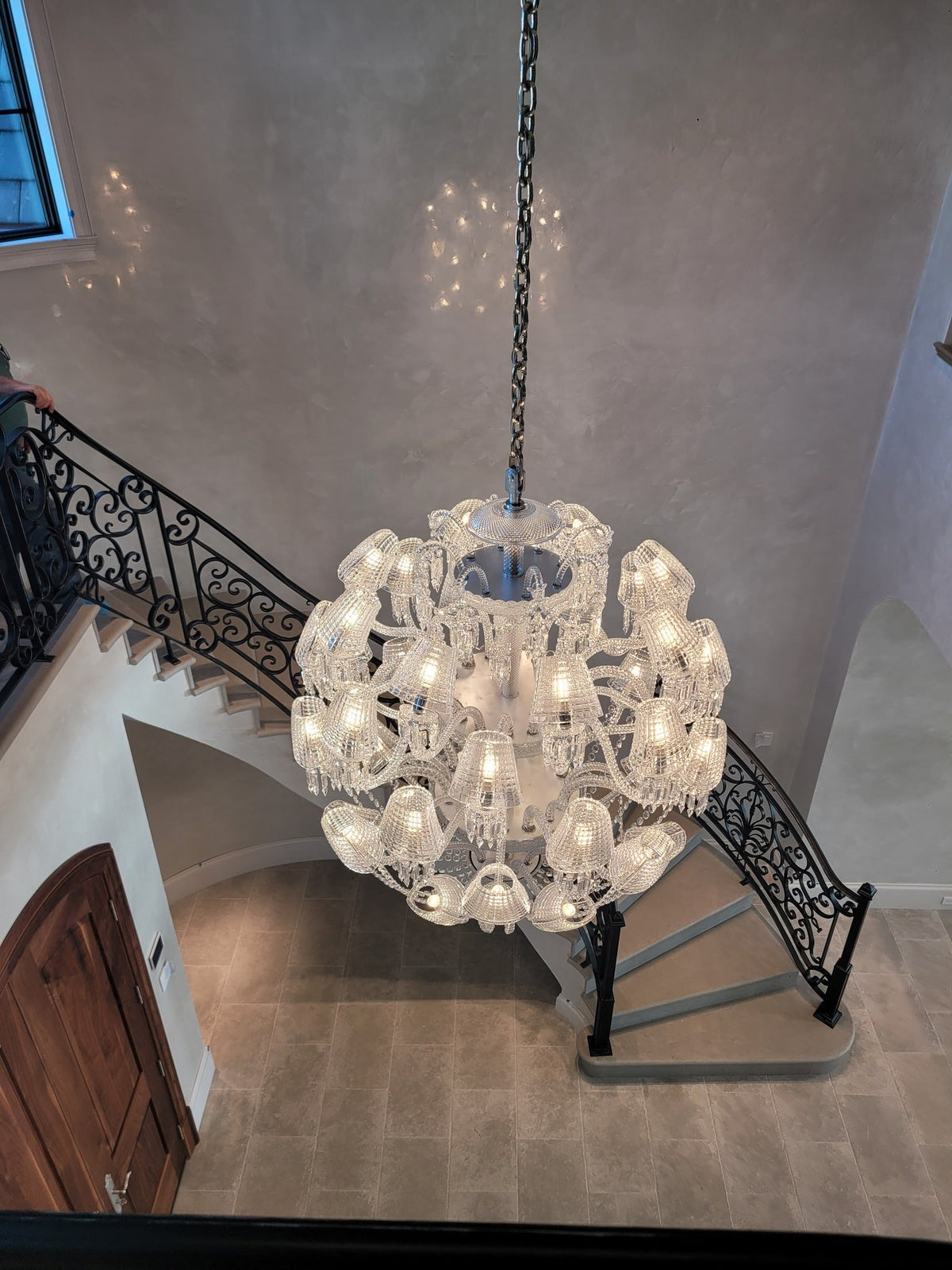 Luxury Globe-Shaped Crystal Chandelier with Fabric and Crystal Glass Shades, High-Quality Finish
