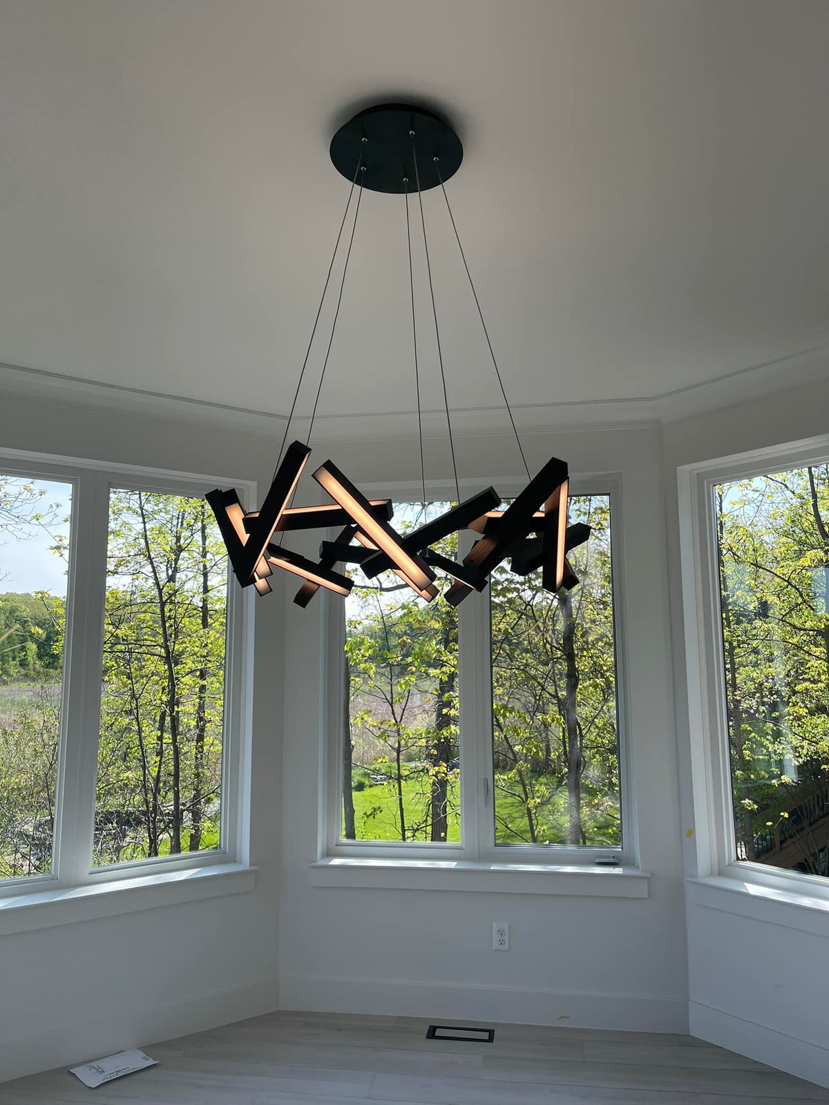 Modern Round / linear Geometric Aluminum LED Chandelier for Dining Room / bedroom