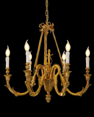 27X23 Inch 6 Lights Small Copper Chandelier Lighting for Bedroom European Living Room Chandelier