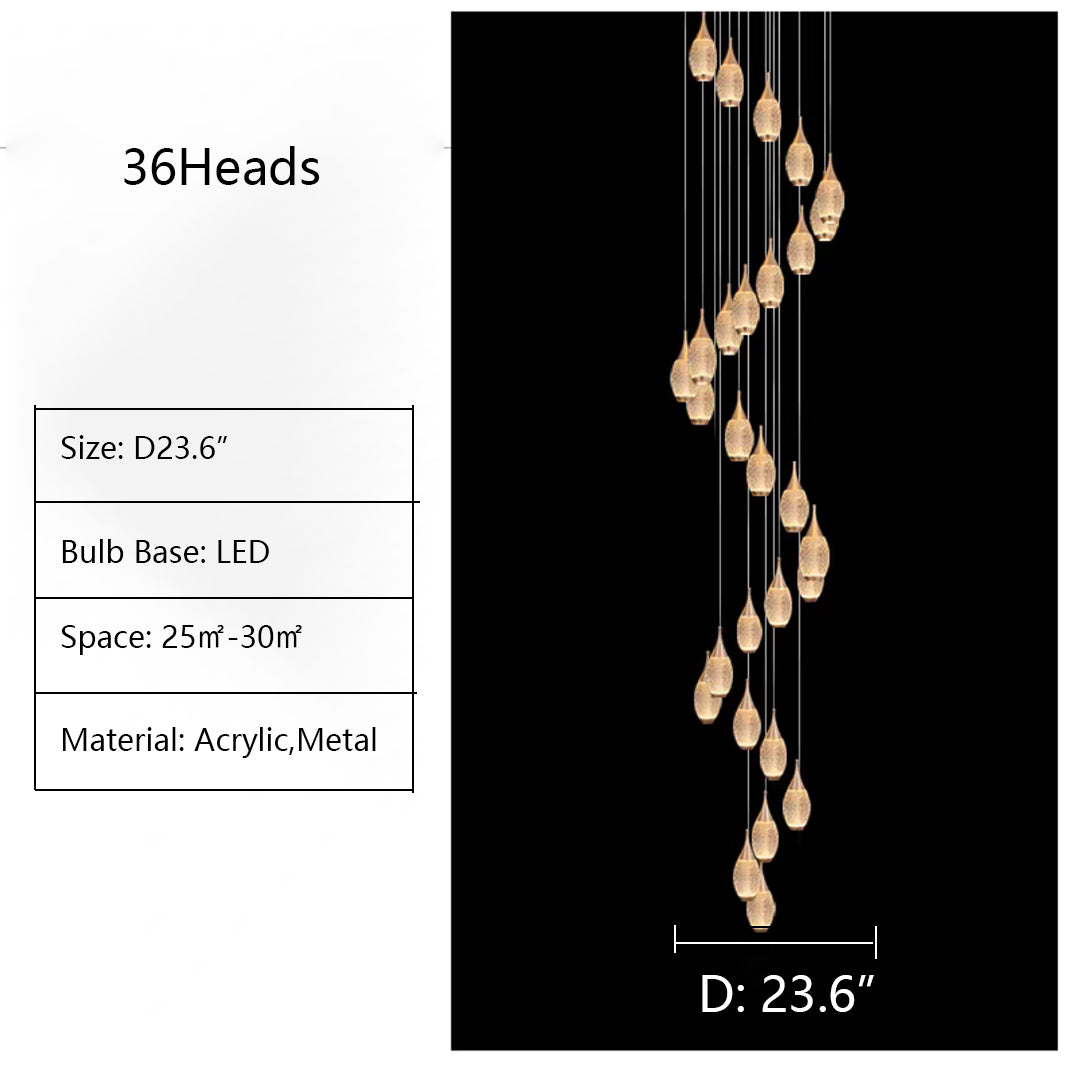 Post-Modern Extra Large Duplex Revolving Staircase Pendant Decoration Chandelier