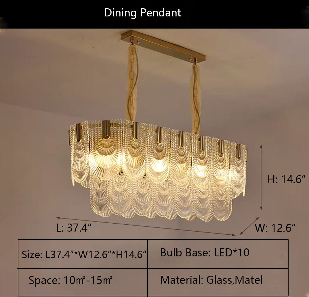 Nordic Light Luxury Patterned Glass Pendant Chandelier Suit for Living / dining Room / bedroom