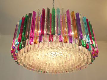 Murano Glass Chandelier – Triedri Round – 391 Prisms – Multi