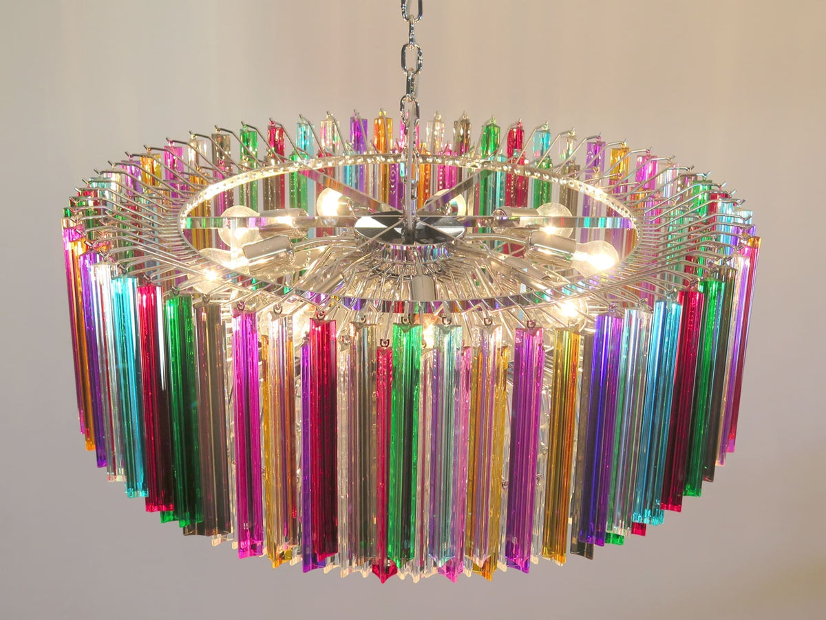 Murano Glass Chandelier – Triedri Round – 391 Prisms – Multi